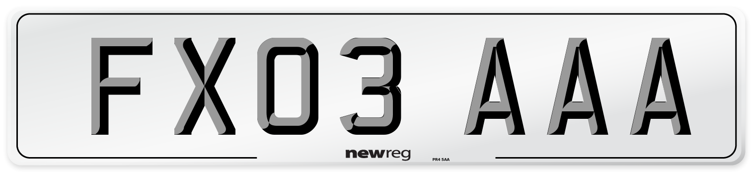 FX03 AAA Number Plate from New Reg